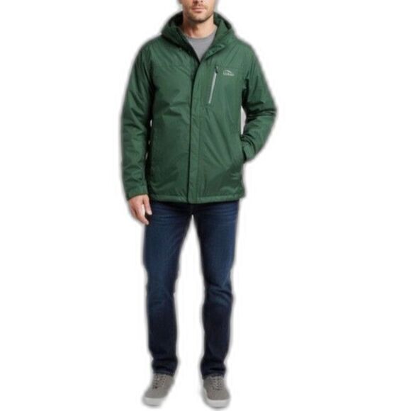 L.L. Bean NWOT Green Trail Model Fleece Lined Hooded Water Resistant Jacket Sz L - Picture 1 of 15